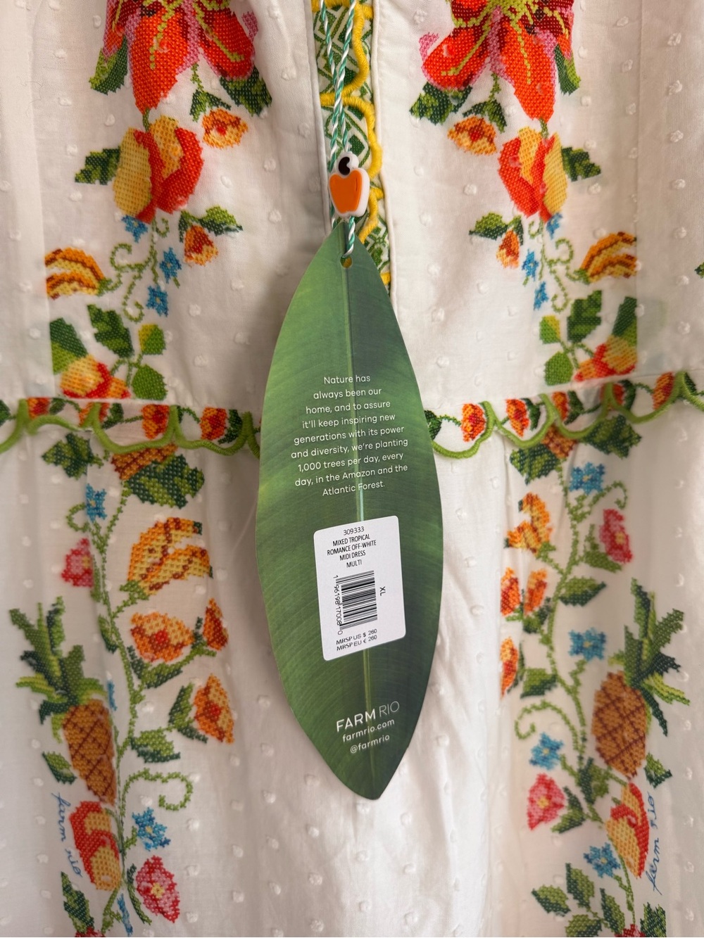 NWT Farm Rio Mixed Tropical Romance Embroidered Midi Dress XL - Picture 4 of 5
